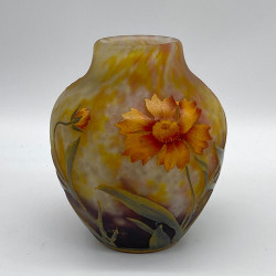 Emile Galle Small Cameo Glass Vase Fire...